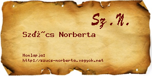 Szűcs Norberta névjegykártya